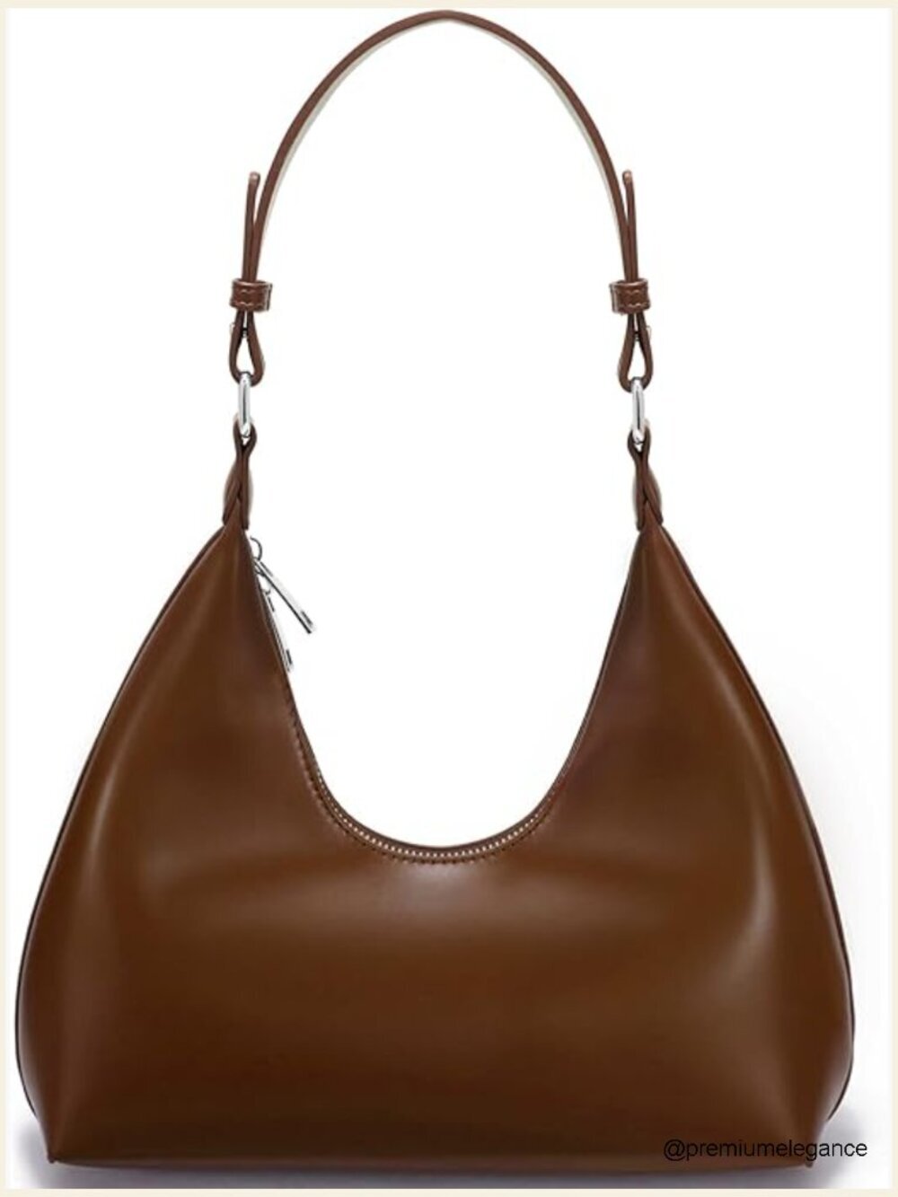 Vegan Leather Hobo Bag with Zipper Closure, Shoulder Handbag Purse